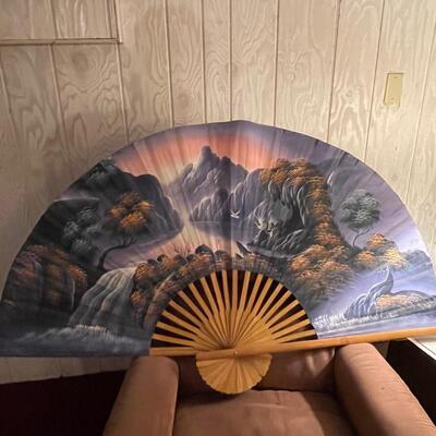 Large Philippine hand painted fan