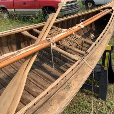 365. Antique Wooden Adirondack 17' Canoe 