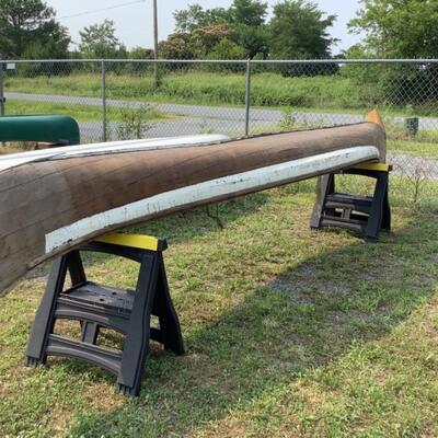 365. Antique Wooden Adirondack 17' Canoe 