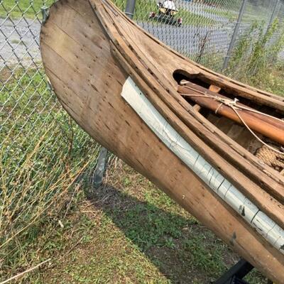 365. Antique Wooden Adirondack 17' Canoe 