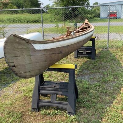 365. Antique Wooden Adirondack 17' Canoe 