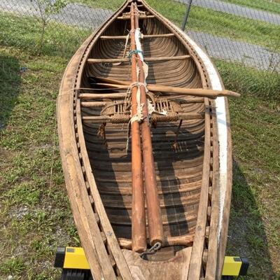 365. Antique Wooden Adirondack 17' Canoe 