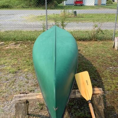 366. Vintage 14' Old Town Green Canoe 