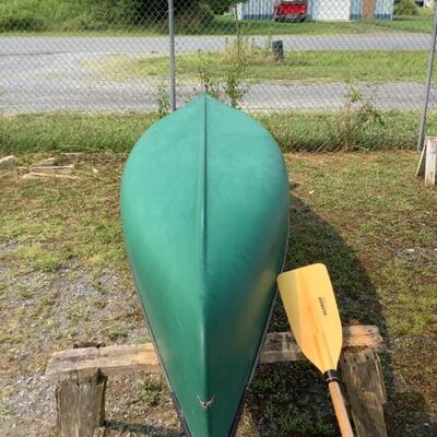 366. Vintage 14' Old Town Green Canoe 