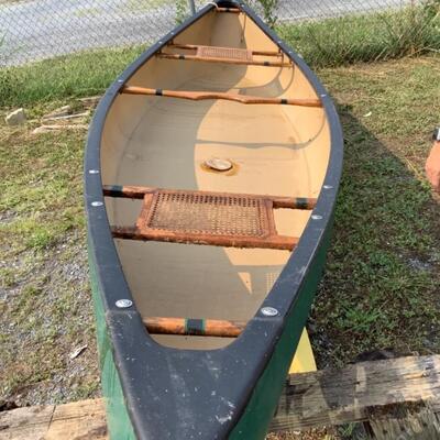 366. Vintage 14' Old Town Green Canoe 