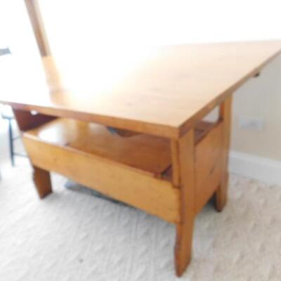 Antique Maple Pennsylvania Lift Top Table and Bench