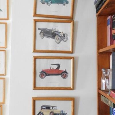 Set of Four Framed Art Prints of Early Days Automobiles