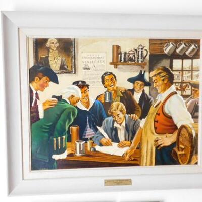 Framed Art Print 'Recruiting First Marine Corps' Tunn Tavern 1775