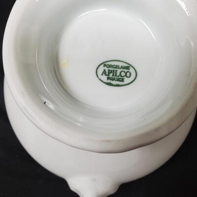 Apilco Porcelaine France Soup Tureen and 2 Soup bowls