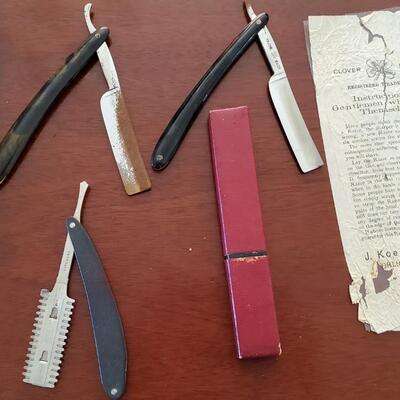  3 Straight Edge Razors - 2 with original boxes 