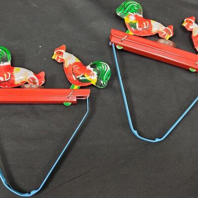 Vintage Tin Roosters Hens 