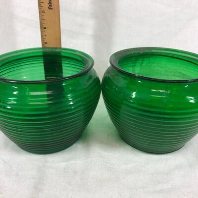Green Glass Tea Light Votive Candle Holders
