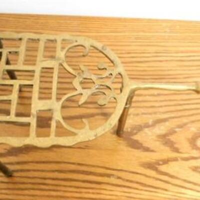 Vintage Solid Brass Sad Iron Footed Trivet