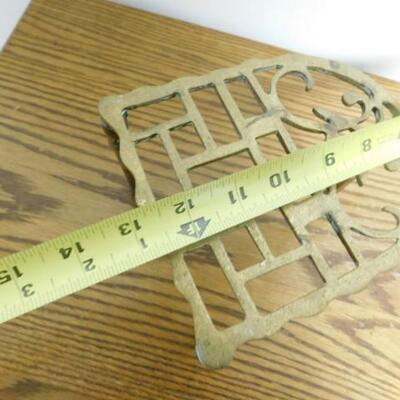 Vintage Solid Brass Sad Iron Footed Trivet