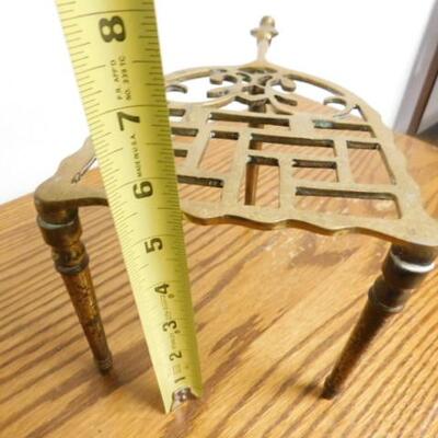 Vintage Solid Brass Sad Iron Footed Trivet