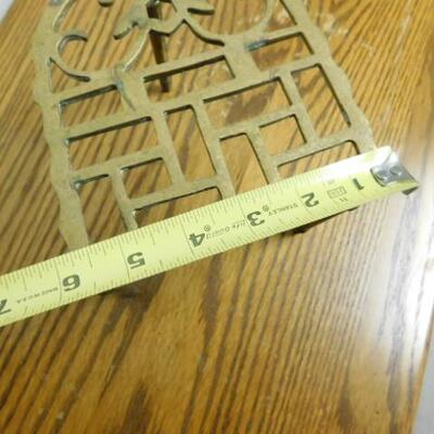 Vintage Solid Brass Sad Iron Footed Trivet