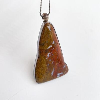 JOIA STERLING SILVER & JASPER STONE PENDANT NECKLACE