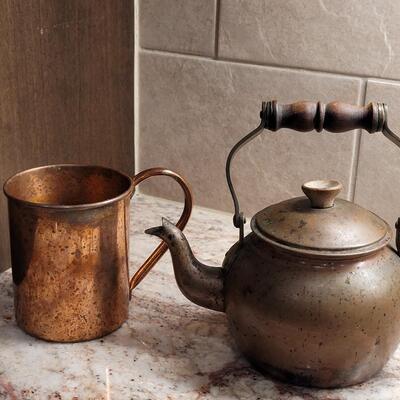 Lot 28: Small Copper Tea Pot and Mule Mug