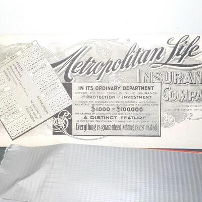 Met Life ad 1900 and calendar and 1920's cruised.