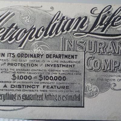 Met Life ad 1900 and calendar and 1920's cruised.