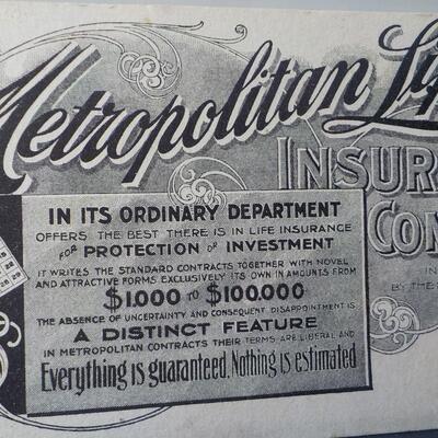 Met Life ad 1900 and calendar and 1920's cruised.