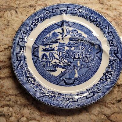 Lot 83: 19th century Olde Willow Divided Grill Plate Staffordshire England 