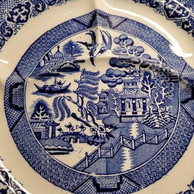 Lot 83: 19th century Olde Willow Divided Grill Plate Staffordshire England 