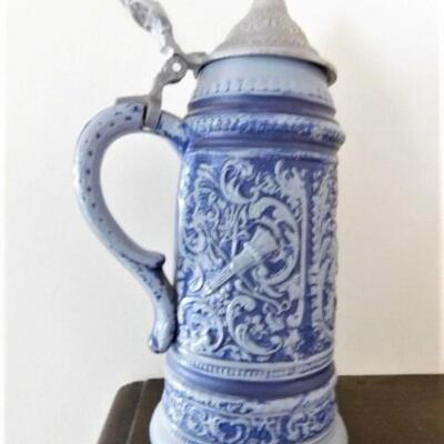 Vintage Blue and White Ceramic Collector Stein
