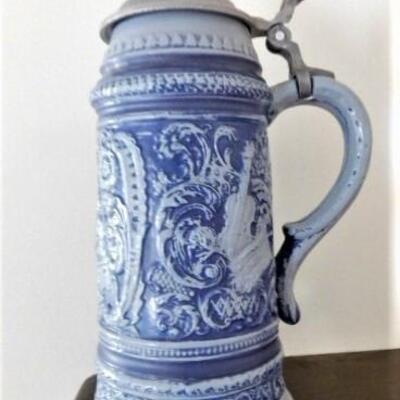 Vintage Blue and White Ceramic Collector Stein