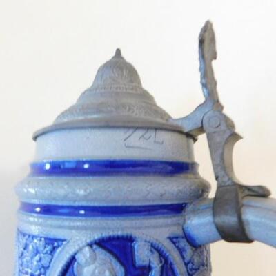 Vintage Blue and White German Ceramic Collector Stein