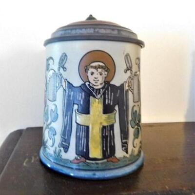 Vintage Patron Saint of Beer Collector Ceramic Stein