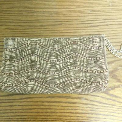 Vintage Mid Century Micro Pearl and Bead Clutch Purse Hong Kong