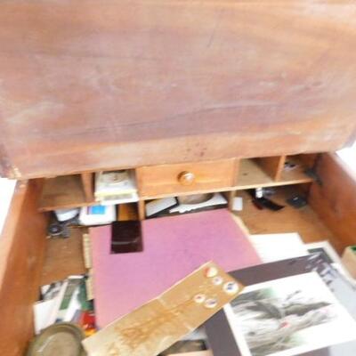 Antique Solid Wood Maple Slant Profile Flip Top Writing Desk