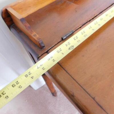 Antique Solid Wood Maple Slant Profile Flip Top Writing Desk