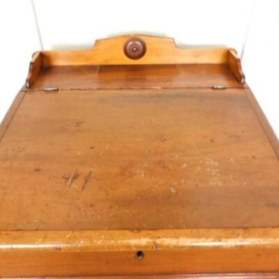 Antique Solid Wood Maple Slant Profile Flip Top Writing Desk
