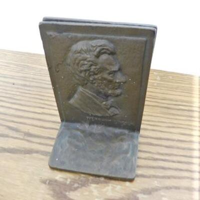 Vintage Solid Brass Abraham Lincoln Book Ends