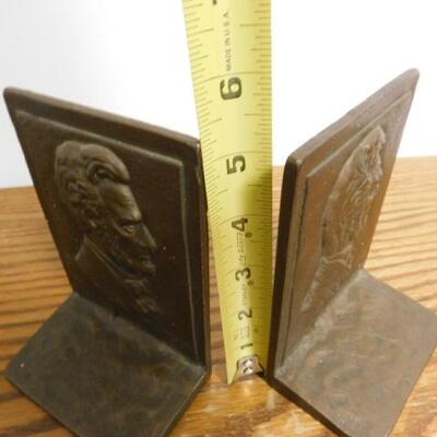 Vintage Solid Brass Abraham Lincoln Book Ends