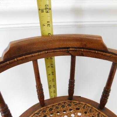 Antique Solid Wood Cane Bottom Seat High Chair
