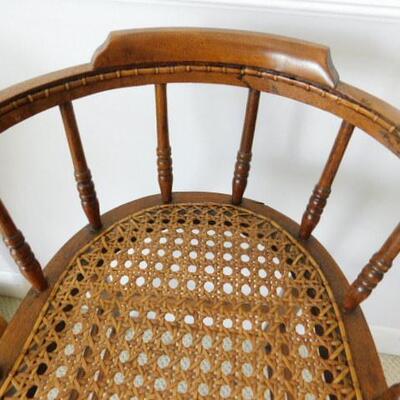 Antique Solid Wood Cane Bottom Seat High Chair