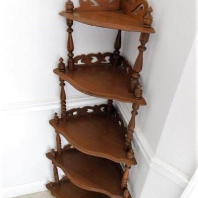 Vintage Solid Wood Corner Tiered Etagere 52"