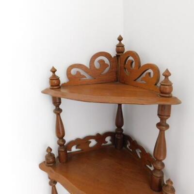 Vintage Solid Wood Corner Tiered Etagere 52"