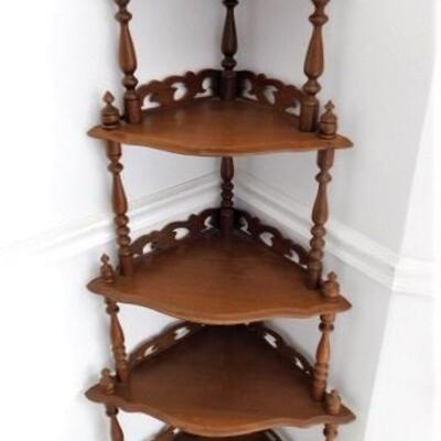 Vintage Solid Wood Corner Tiered Etagere 52"