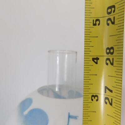 Vintage Hand Painted Blue and White Electric Hurricane Lamp