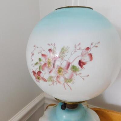 Vintage Hand Painted Hurricane Lamp 