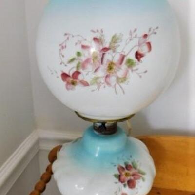 Vintage Hand Painted Hurricane Lamp 