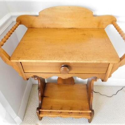 Antique Solid Wood Wash Stand with Beaded Wood Handles