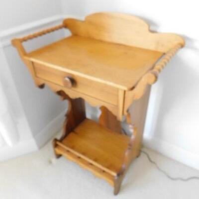 Antique Solid Wood Wash Stand with Beaded Wood Handles