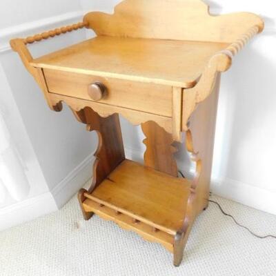 Antique Solid Wood Wash Stand with Beaded Wood Handles