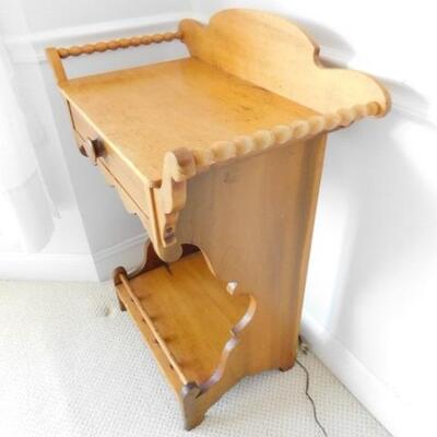 Antique Solid Wood Wash Stand with Beaded Wood Handles