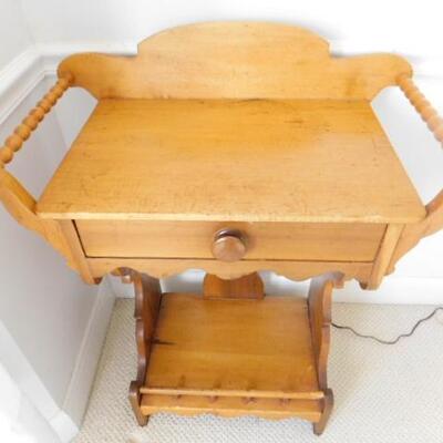 Antique Solid Wood Wash Stand with Beaded Wood Handles